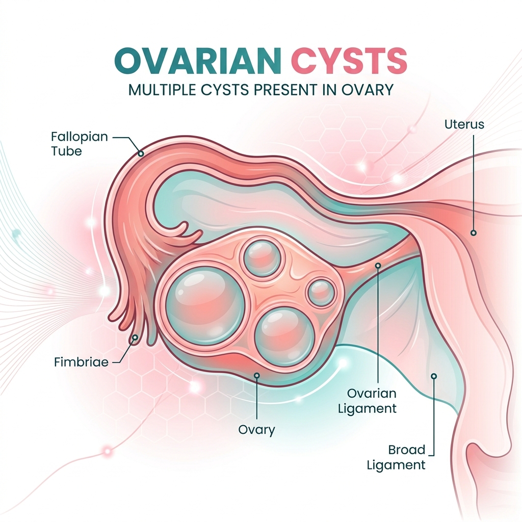 Ovarian Cysts Medical Illustration